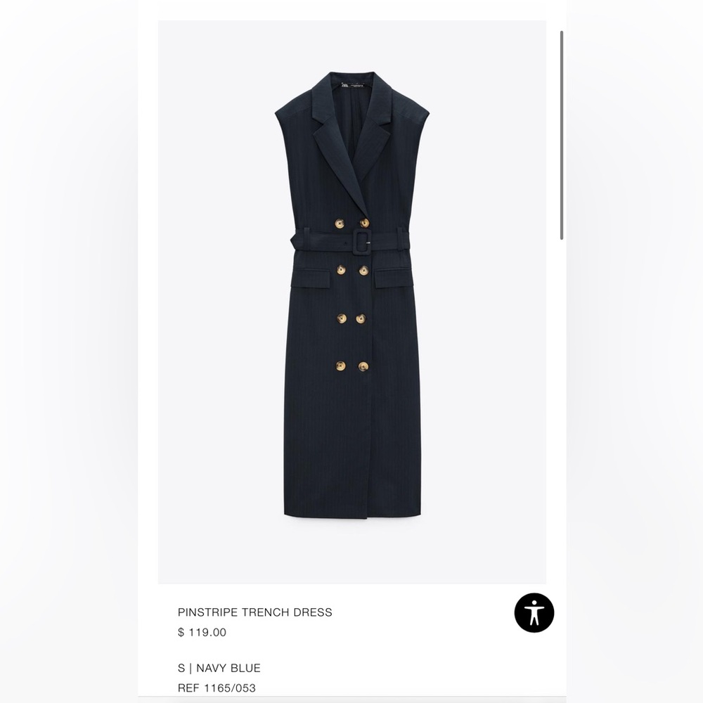 Zara Navy Blue Pinstripe Trench Dress